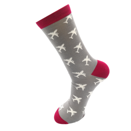 Mr Heron Airplanes Socks Grey-5467