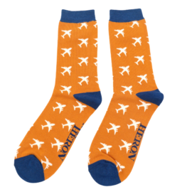 Mr Heron Airplanes Socks Mustard-0