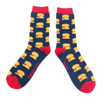 Mr Heron Burgers Socks Navy-0