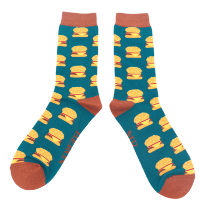 Mr Heron Burgers Socks Teal-0