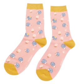 Hedgehog & Daisy Socks Dusky Pink-0