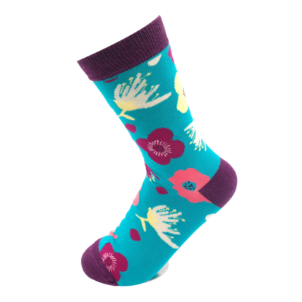 Modern Floral Socks Turquosie -5463