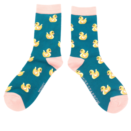 Rubber Ducks Socks Teal-0