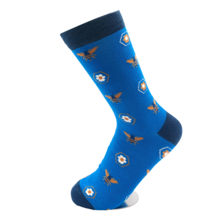 Retro Bees Socks Blue-5413