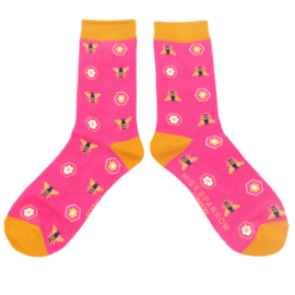 Retro Bees Socks Magenta-0