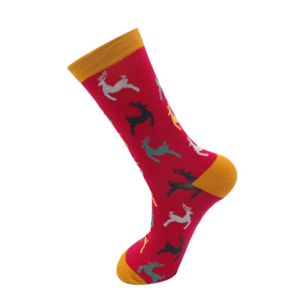 Mr Heron Leaping Deer Socks Red-0