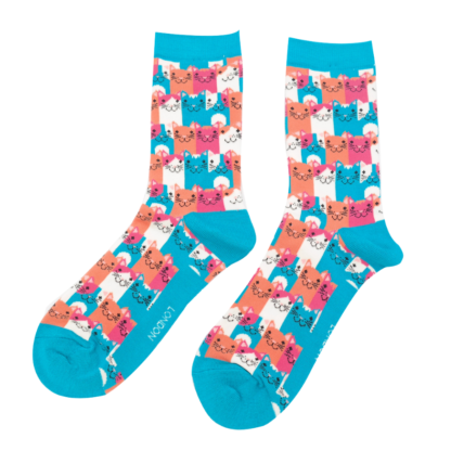 Happy Cats Socks Turquoise-5573
