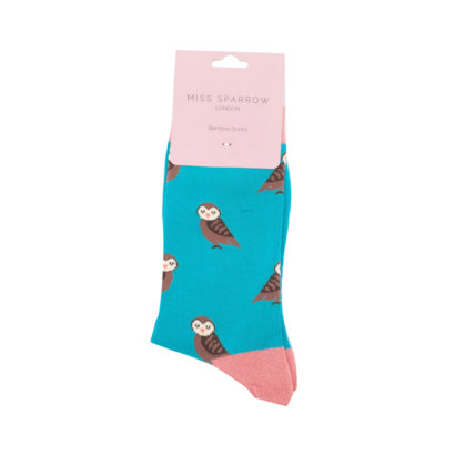 Cute Owls Socks Turquoise-5583