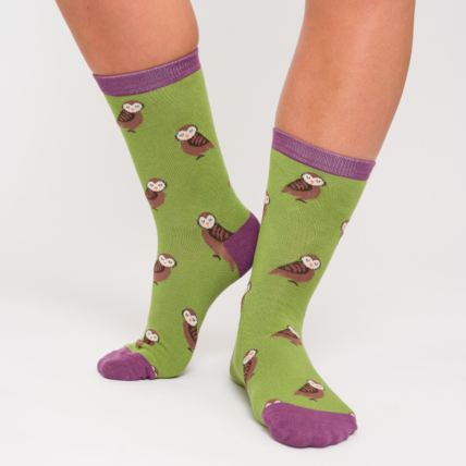 Cute Owls Socks Green-0
