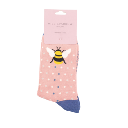 Bumble Bee & Dots Socks Dusky Pink-5595