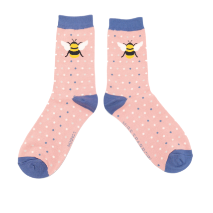 Bumble Bee & Dots Socks Dusky Pink-0