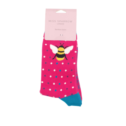 Bumble Bee & Dots Socks Fuchsia-5589