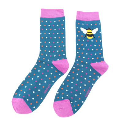 Bumble Bee & Dots Socks Teal-0