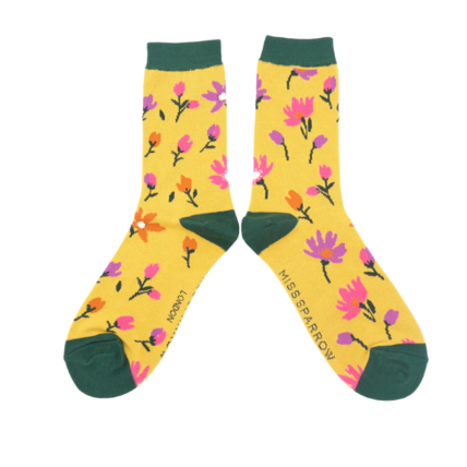 Ditsy Floral Socks Lime -0