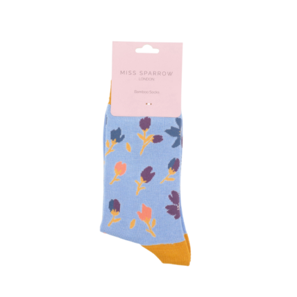 Ditsy Floral Socks Powder Blue-5613