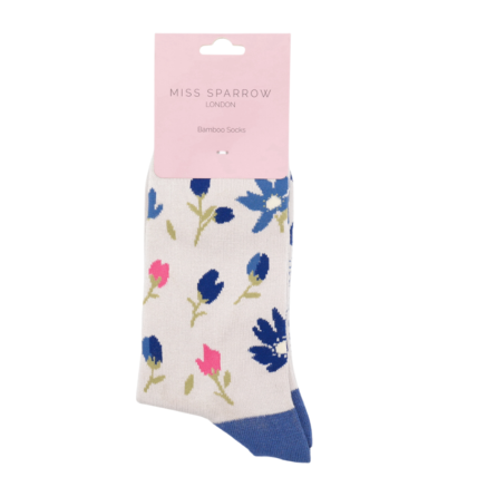 Ditsy Floral Socks Silver-5616