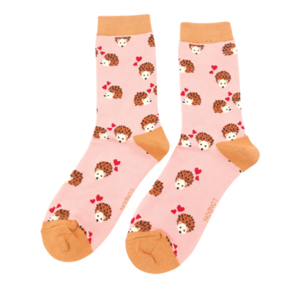 Hearts & Hedgehogs Socks Dusky Pink-0