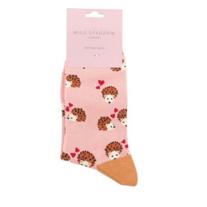 Hearts & Hedgehogs Socks Dusky Pink-5631
