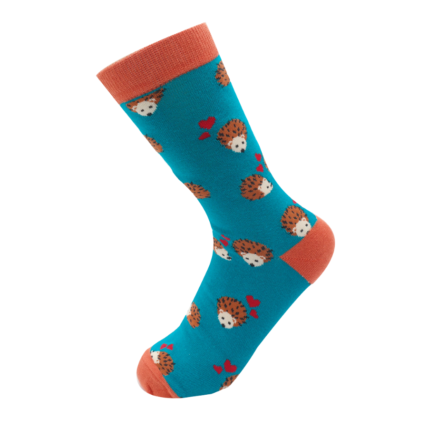 Hearts & Hedgehogs Socks Teal -5628