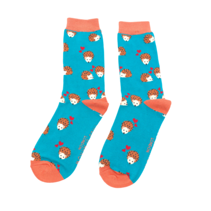 Hearts & Hedgehogs Socks Teal -0