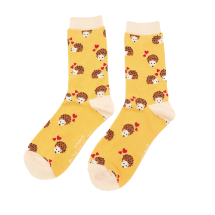 Hearts & Hedgehogs Socks Yellow-0