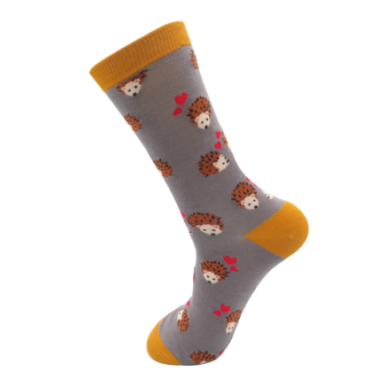 Mr Heron Hearts & Hedgehogs Socks Grey-0