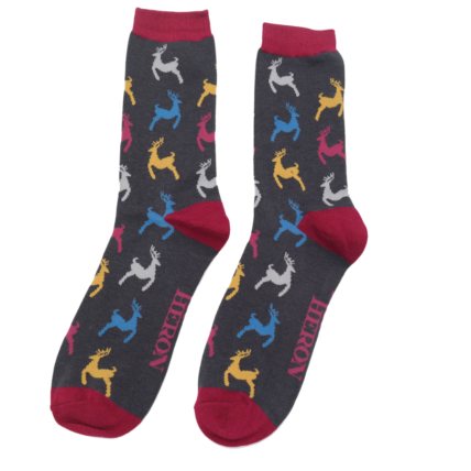 Mr Heron Leaping Deer Socks Charcoal-0