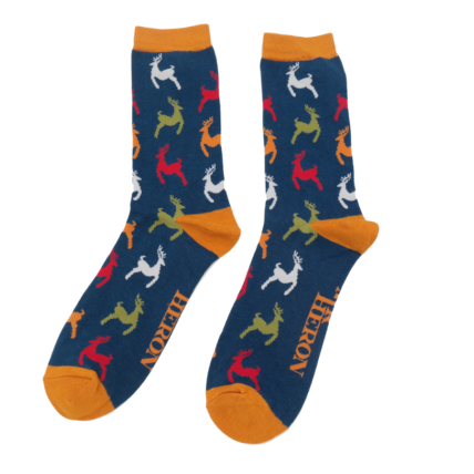 Mr Heron Leaping Deer Socks Navy-0