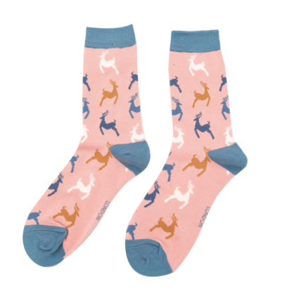 Leaping Deer Socks Dusky Pink-0