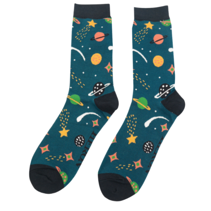 Mr Heron Space Socks Teal-0