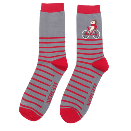 Mr Heron Cycling Hedgehog Socks Grey -5691