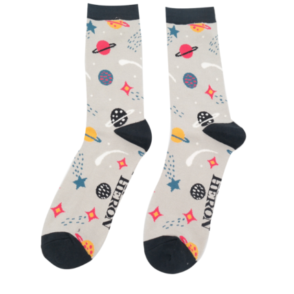 Mr Heron Space Socks Silver-0