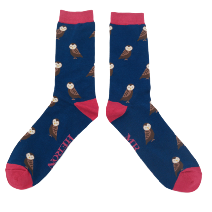 Mr Heron Cute Owls Socks Navy-0