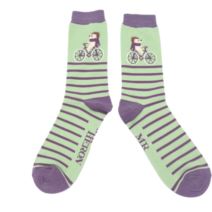 Mr Heron Cycling Hedgehog Socks Mint-0