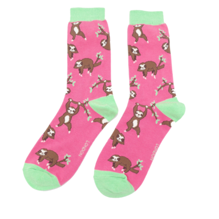 Sloths Socks Hot Pink-0