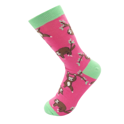 Sloths Socks Hot Pink-5654