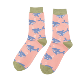Whales Socks Dusky Pink-0