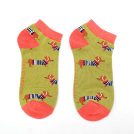 Parisian Pups Trainer Socks Olive-0
