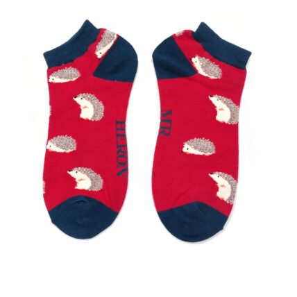 Men's Cute Hedgehogs Trainer Socks Red-0