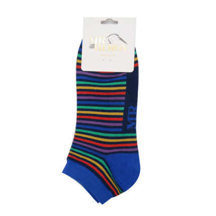 Men's Vibrant Stripes Trainer Socks Navy-6105