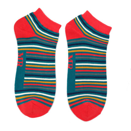 Men's Vibrant Stripes Trainer Socks Teal-0