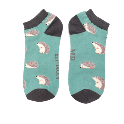 Men's Cute Hedgehogs Trainer Socks Turquoise-0