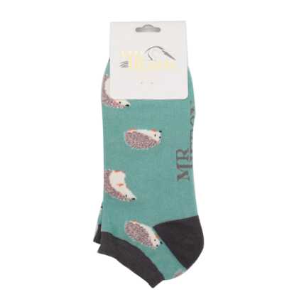 Men's Cute Hedgehogs Trainer Socks Turquoise-6027