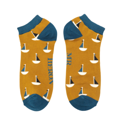 Men's Little Boats Trainer Socks Mustard-0