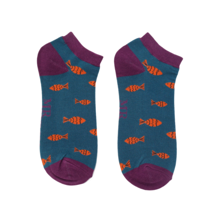 Men's Little Fish Trainer Socks Teal-0