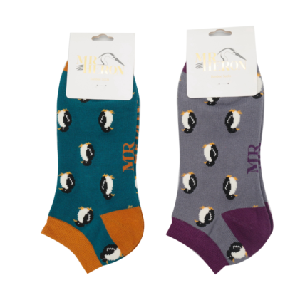Men's Little Penguins Trainer Socks Teal-6071