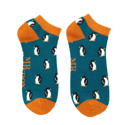 Men's Little Penguins Trainer Socks Teal-0
