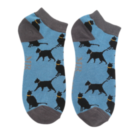 Men's Lucky Cats Trainer Socks Denim-0
