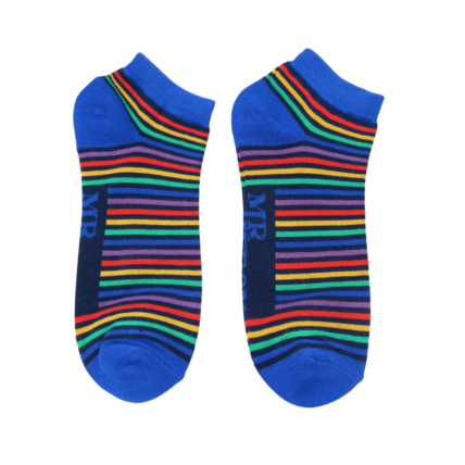 Men's Vibrant Stripes Trainer Socks Navy-0