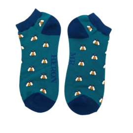 Men's Honey Bees Trainer Socks Teal-0